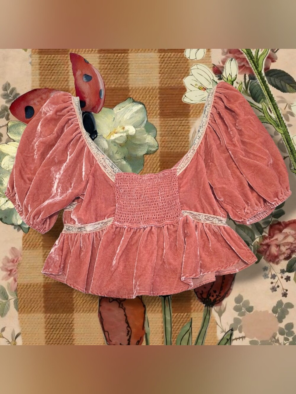 Cottage Core Fairy Core Medium Free People Top - Picture 3 of 5